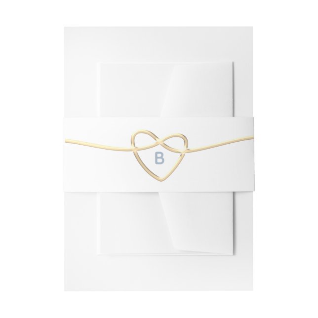 Gold Rope Heart Wedding Belly Band Invitation Belly Band (Front Example)