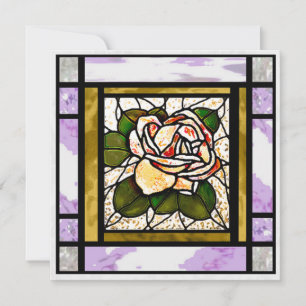 Gold Rose Art Deco Lilac Stained Glass Card