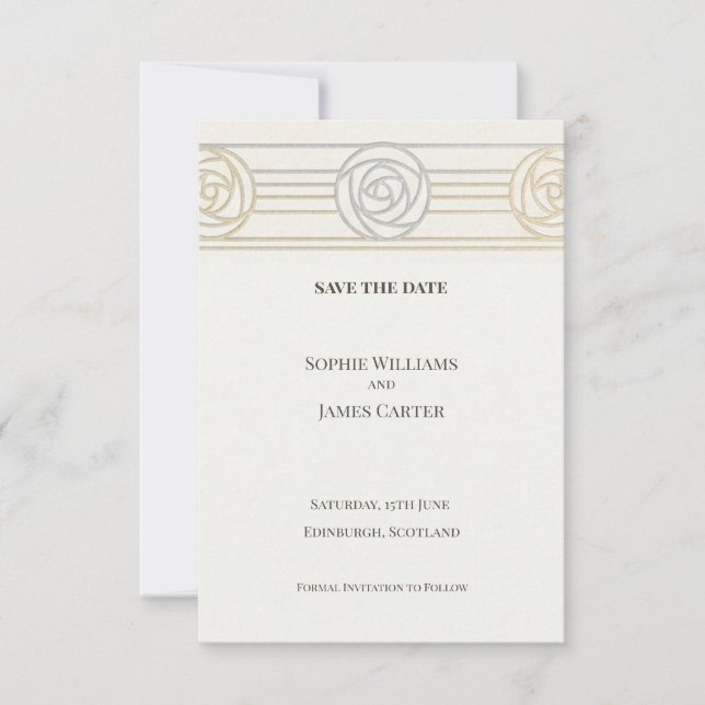Gold Rose Art Deco Save The Date (Front)