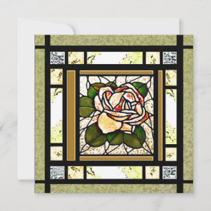 Gold Rose Art Deco Stained Glass Card