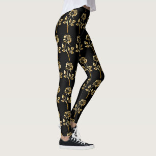 Gold Rose black  Leggings