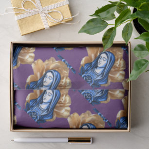 Gold Rose Blue Mother Mary Rich Deep Plum Faith Tissue Paper