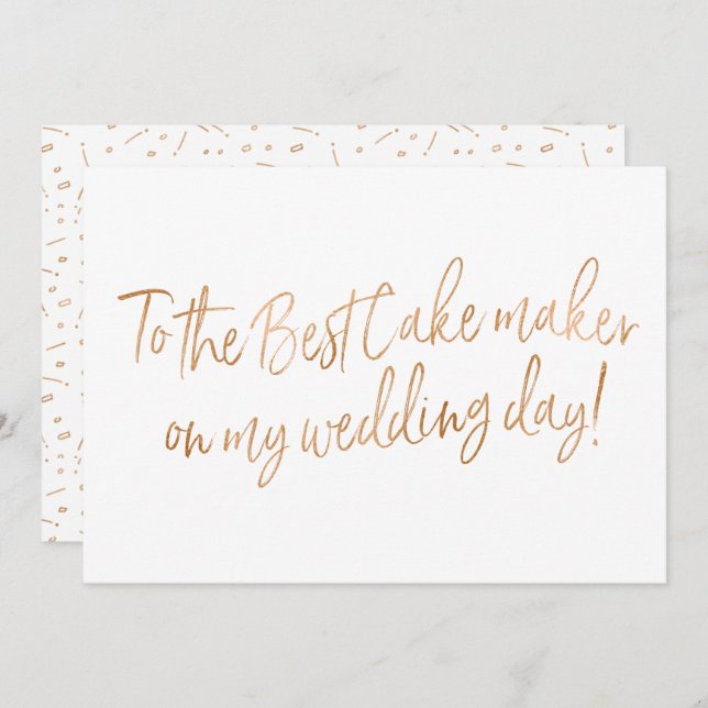 Gold Rose Card for Wedding Baker (Front/Back)