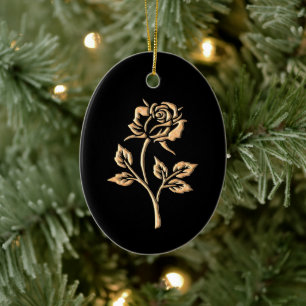 Gold Rose Ceramic Tree Decoration
