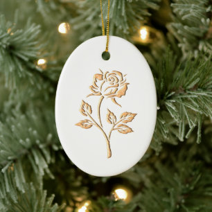 Gold Rose Ceramic Tree Decoration