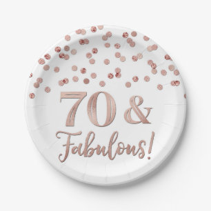 Gold Rose Confetti 70 and Fabulous  Paper Plate