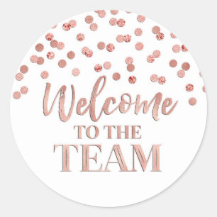 Gold Rose Confetti Welcome to the Team Classic Round Sticker