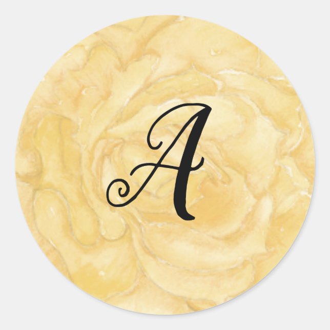 Gold Rose Floral Monogram Sticker (Front)