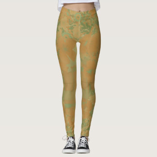 Gold & Rose Floral & Plaid Leggings