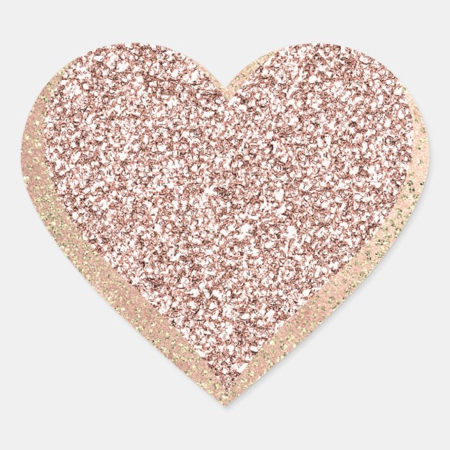 Gold Rose Glitter Girly Blush Lux Heart Blush Heart Sticker (Front)
