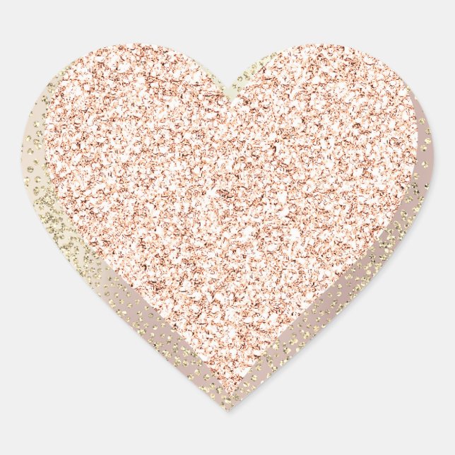 Gold Rose Glitter Girly Blush Lux Heart Sweet Brid Heart Sticker (Front)