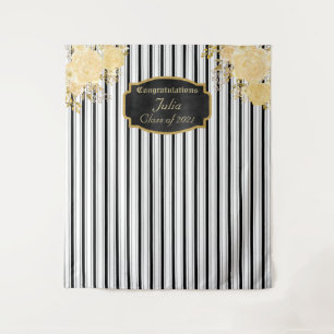 Gold Rose Graduation Photo Backdrop Tapestry