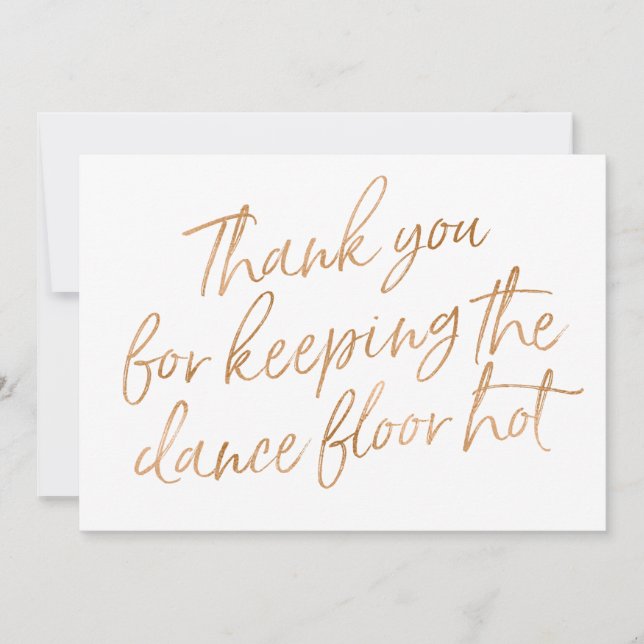 Gold Rose Hand Lettered "Thank you" DJ, Musician Thank You Card (Front)