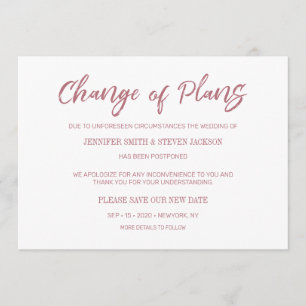 Gold Rose Handwriting Change of Plans Announcement