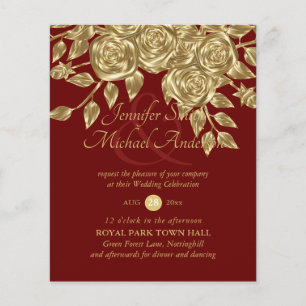 Gold Rose Metallic Wedding Invitations