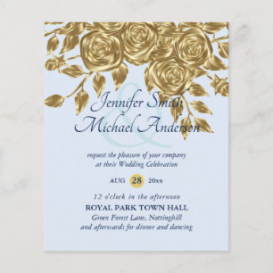 Gold Rose Metallic Wedding Invitations