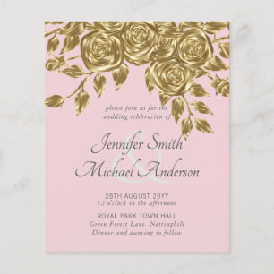 Gold Rose Metallic Wedding Invitations