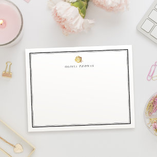Gold rose minimalist personalised Stationery Card