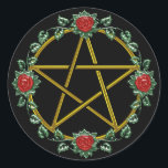 Gold Rose Pagan Pentagram Pentacle Sticker<br><div class="desc">I offer this design on multiple products here at Zazzle.  If you'd like to see the design on a product I haven't created yet,  just ask!  I'm always happy to accommodate requests.</div>