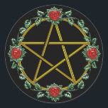 Gold Rose Pagan Pentagram Pentacle Sticker<br><div class="desc">I offer this design on multiple products here at Zazzle.  If you'd like to see the design on a product I haven't created yet,  just ask!  I'm always happy to accommodate requests.</div>