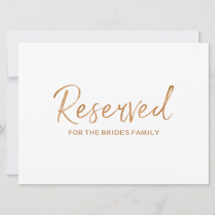 Gold Rose "Reserved" for Family Wedding Sign