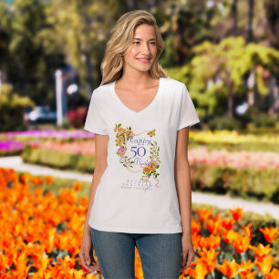 Gold Rose Ribbon 50th Birthday T-Shirt