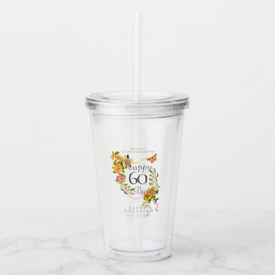 Gold Rose Ribbon 60th Birthday Acrylic Tumbler