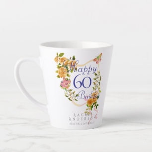 Gold Rose Ribbon 60th Birthday Latte Mug