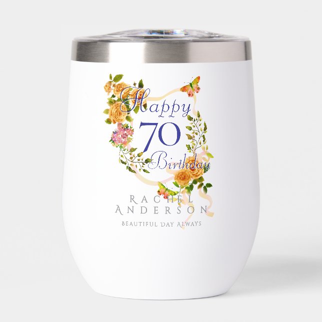 Gold Rose Ribbon 70th Birthday (Front)