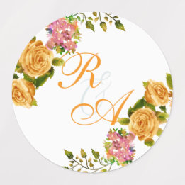 Gold Rose Ribbon Monogram Wedding Invitation