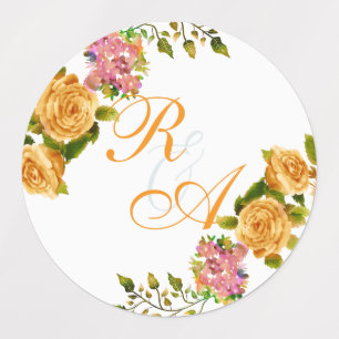 Gold Rose Ribbon Monogram Wedding Invitation