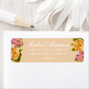 Gold Rose Ribbon Monogram Wedding Invitation Label