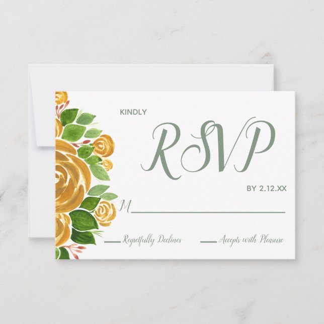 Gold Rose RSVP Card (Front)