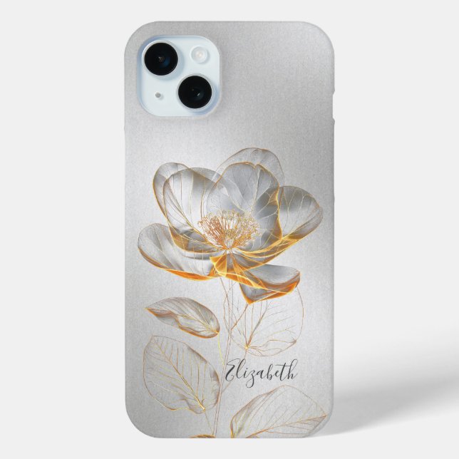 Gold Rose Silver Add Name  Case-Mate iPhone Case (Back)