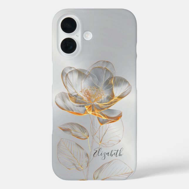Gold Rose Silver Add Name  Case-Mate iPhone Case (Back)
