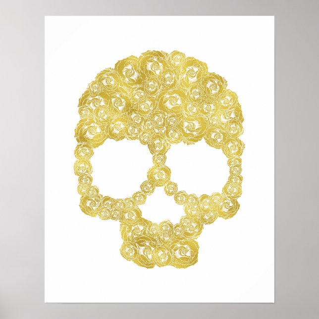 Gold Rose Skull Poster (Front)