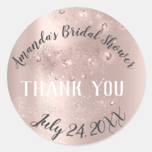 Gold Rose Spark Thank You Sweet Bridal Shower Classic Round Sticker