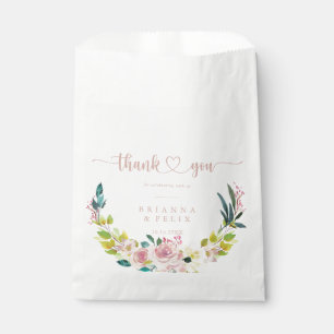 Gold Rose Spring Floral Thank You Wedding  Favour Bags