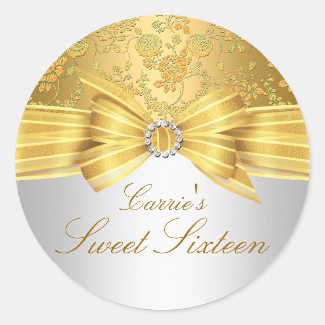 Gold Rose Sweet Sixteen Sticker (Front)