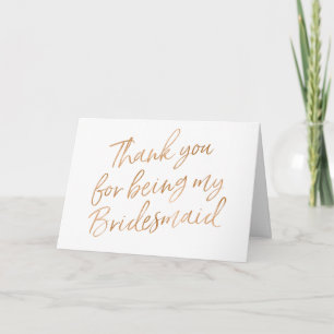 Gold Rose "Thank you for being my bridesmaid" Thank You Card