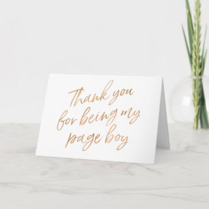 Gold Rose "Thank you for being my page boy" Thank You Card