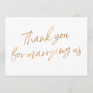 Gold Rose "Thank you for marrying us" Thank You Card