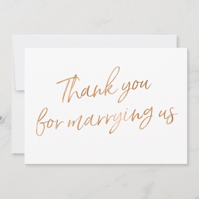 Gold Rose "Thank you for marrying us" Thank You Card (Front)