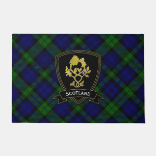 Gold Rose Thistle Tartan Plaid Doormat