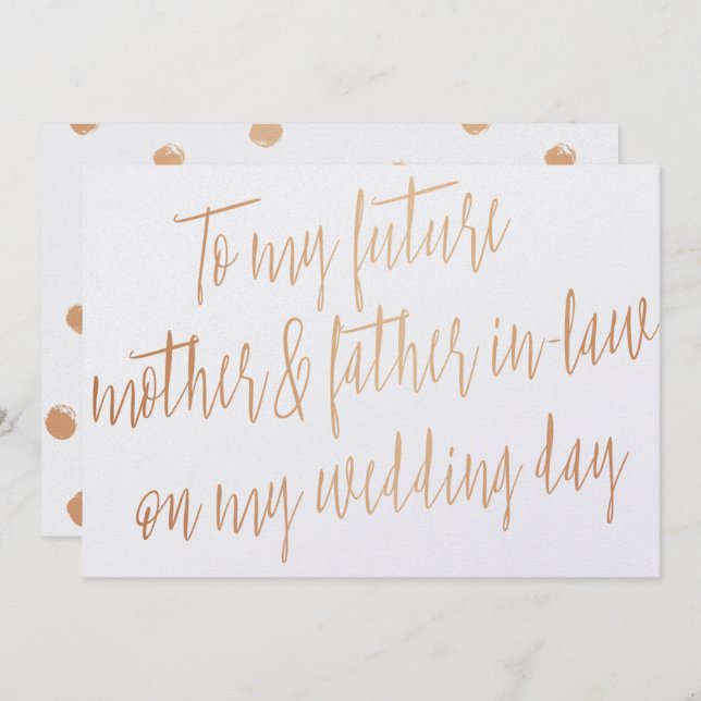 Gold Rose "To my future mother and father-in-law" Invitation (Front/Back)