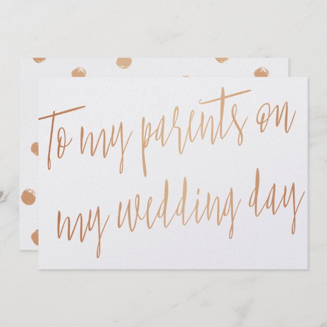 Gold Rose "To my parents on my wedding day" Invitation (Front/Back)
