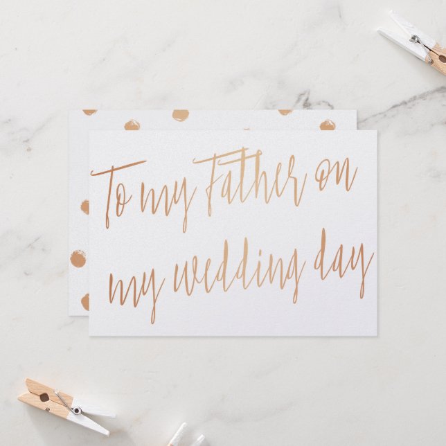 Gold Rose "To my stepfather on my wedding day" Card (Front/Back In Situ)