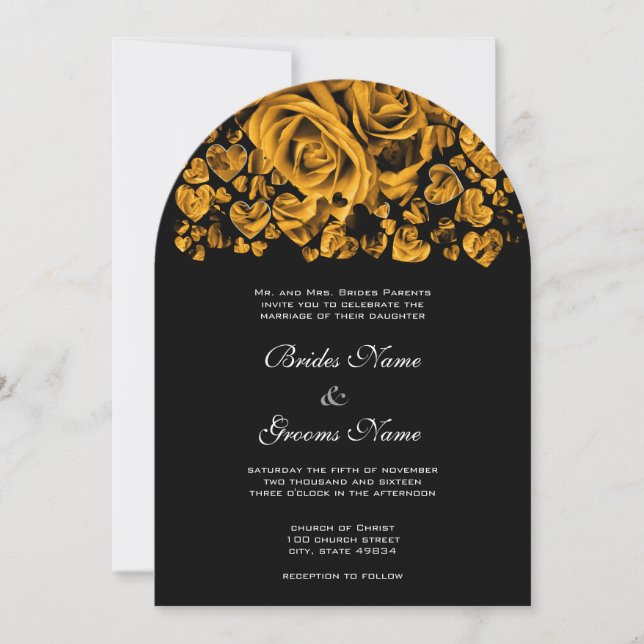 Gold Rose Wedding Invitation (Front)