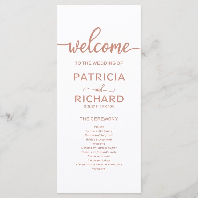 Gold Rose Wedding Order of Service Program Programme (Front)