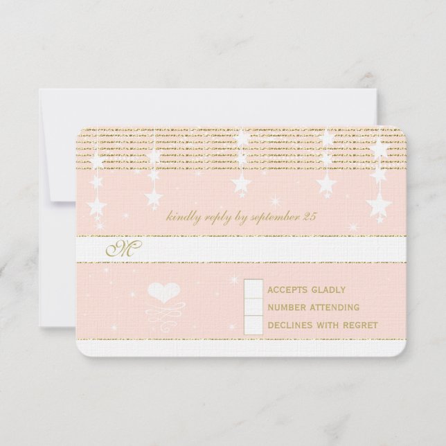 Gold Rose Wedding Under the Stars RSVP Card (Front)